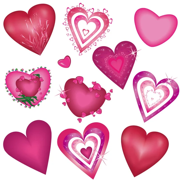 Verzameling van mooie decoratieve harten — Stockvector