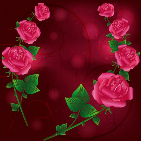 Tarjeta de felicitación con rosas — Archivo Imágenes Vectoriales