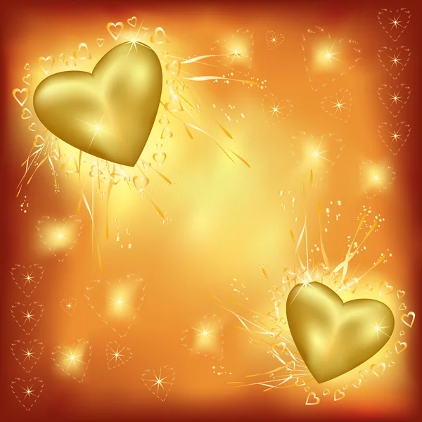 Walentynki tło złote serca — Wektor stockowy