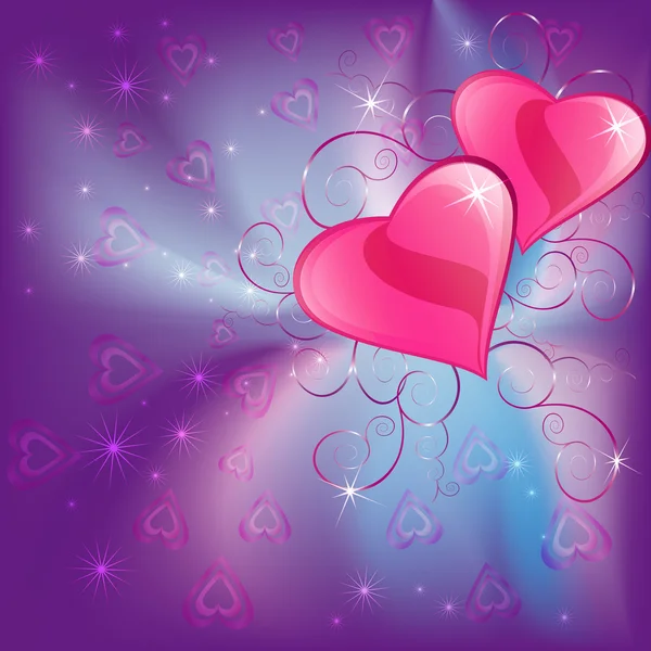 Colorful background with two hearts — Stock Vector