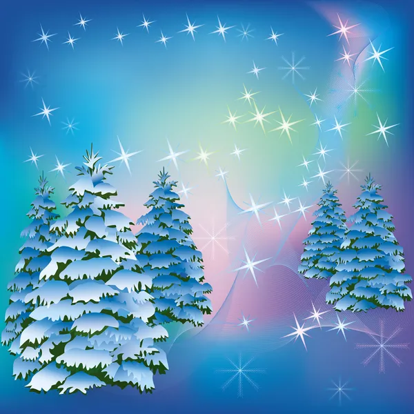 Winter background with fir-trees — Stock Vector