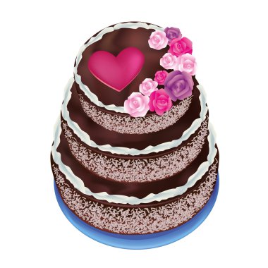 Cake with roses and heart clipart
