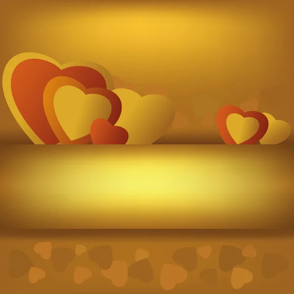 Золотий фон з серцями — стоковий вектор