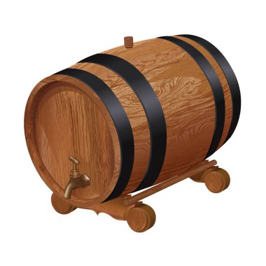 Realistic wooden barrel clipart