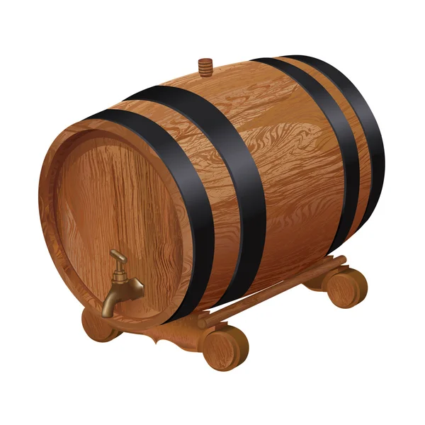 stock vector Realistic wooden barrel