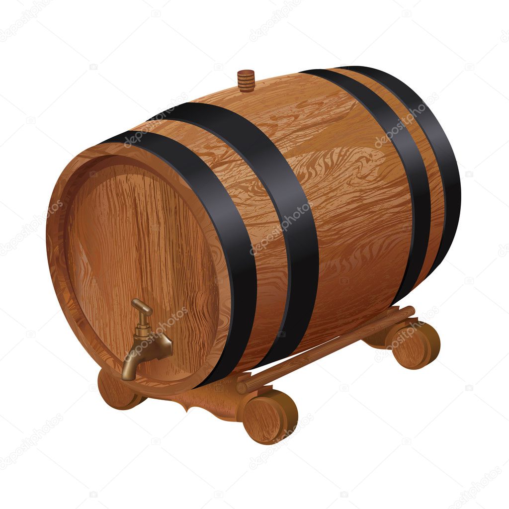 Realistic wooden barrel