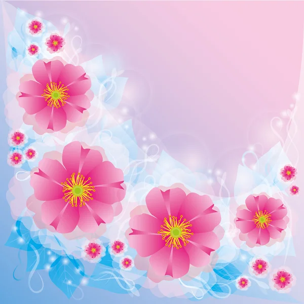Fond clair avec des fleurs et des éléments décoratifs — Image vectorielle