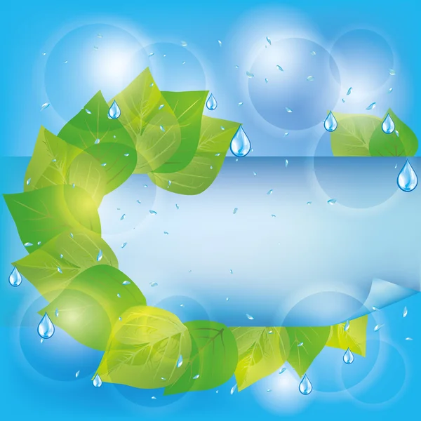 Άνοιξη eco φόντο με πράσινα φύλλα — Διανυσματικό Αρχείο