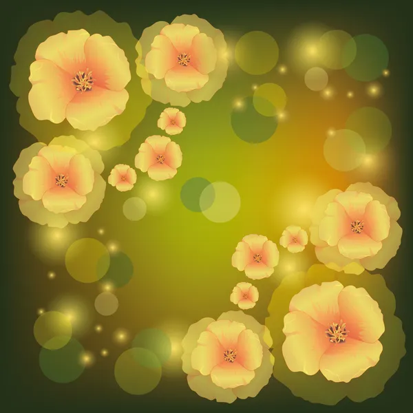 Χαιρετισμό ή πρόσκληση κάρτα με λουλούδια παπαρούνες — Διανυσματικό Αρχείο