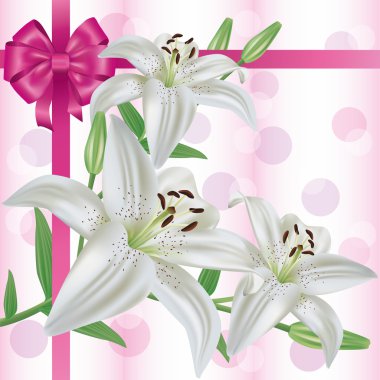 Greeting or invitation card with flower lily clipart