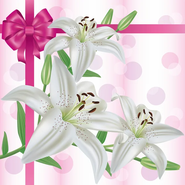 Gruß- oder Einladungskarte mit Blumenlilie — Stockvektor