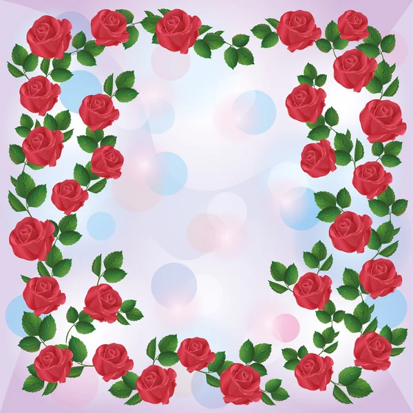 Открытка или пригласительный билет с орнаментом из красных роз — стоковый вектор