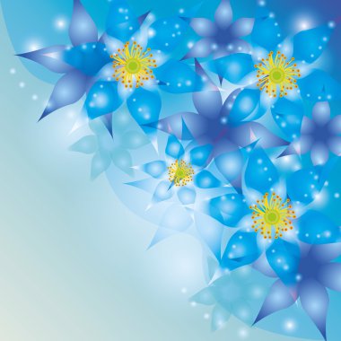 Abstract background with exotic flowers blue-violet clipart