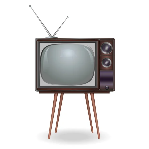Realistic vintage TV isolated on white background, retro. — Stock Vector