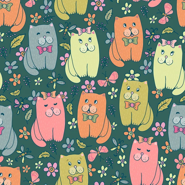 Funny kitten seamless pattern — Free Stock Photo
