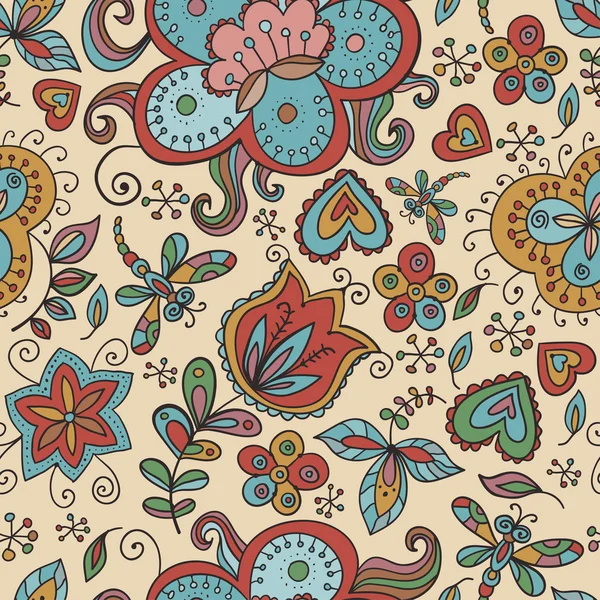 Fantasía patrón floral sin costura — Archivo Imágenes Vectoriales