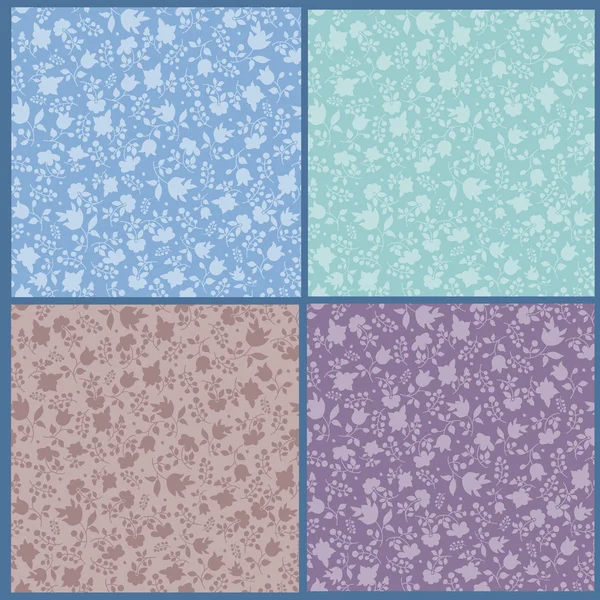 Collection of floral seamless patterns — Stock Vector