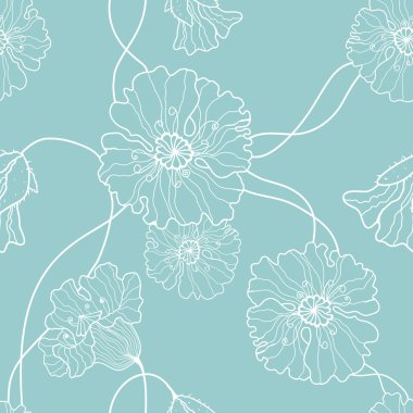 Seamless pattern with poppy flowers clipart