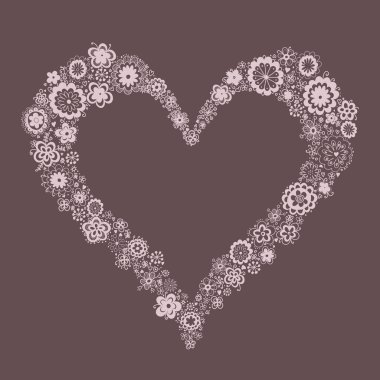 Romantic floral heart- shaped frame clipart