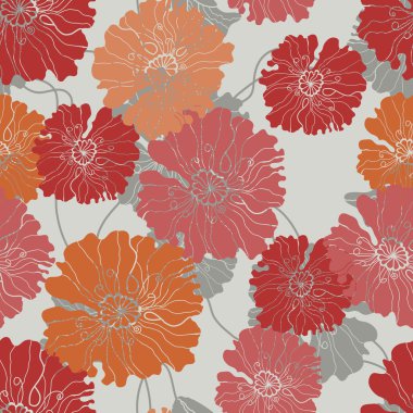 Floral seamless pattern with poppy flowers