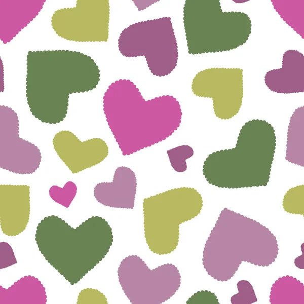 Seamless pattern with multicoloured hearts — Stock Vector