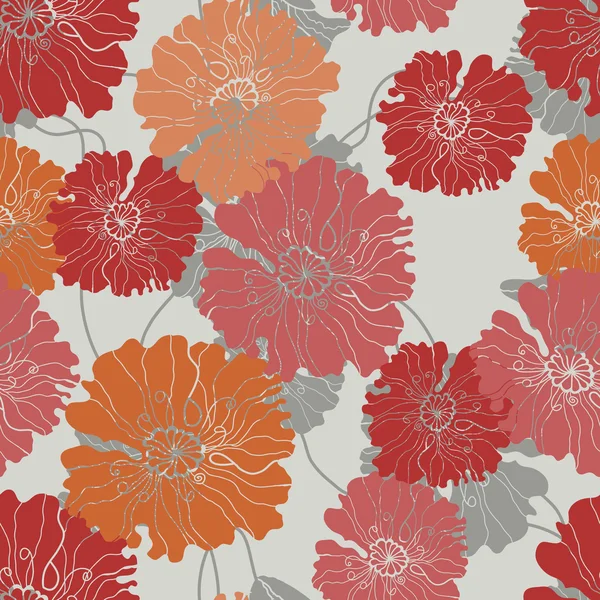 Patrón sin costura floral con flores de amapola — Vector de stock