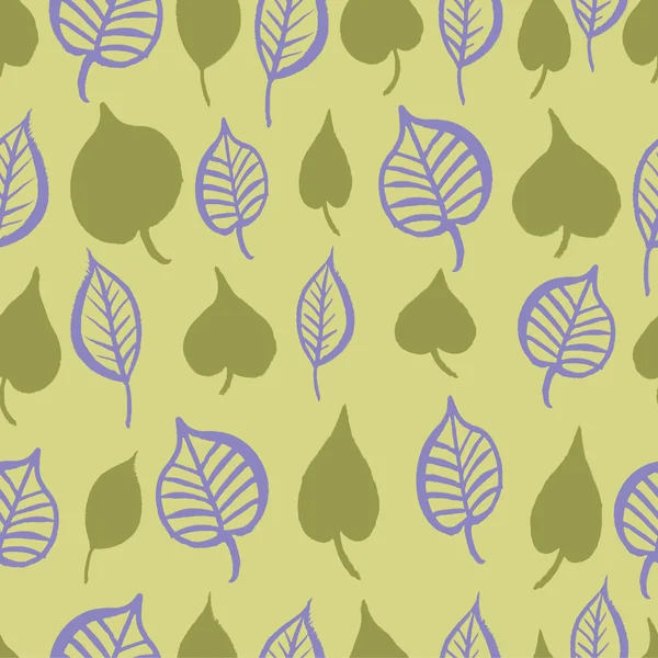 Hand painted leaves seamless pattern — Stock Vector