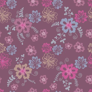 Field flowers seamless pattern clipart