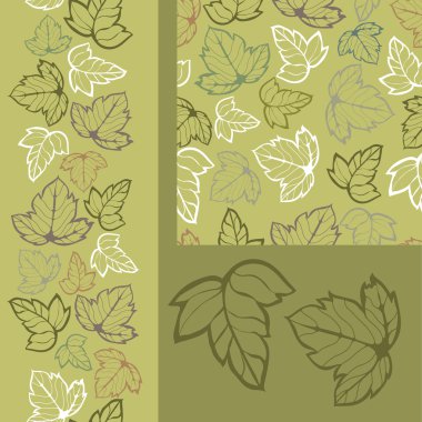 Green leaves seamless pattens set clipart