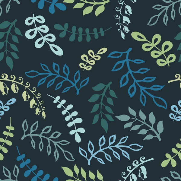 小枝や葉のシームレスなパターン — ストックベクタ