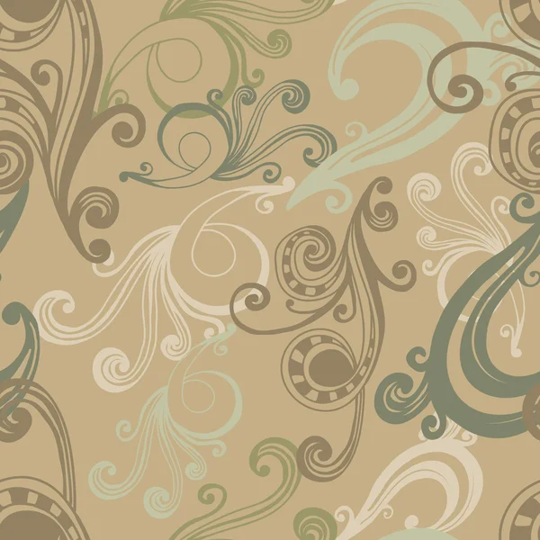 Curlicues vertes motif sans couture — Image vectorielle
