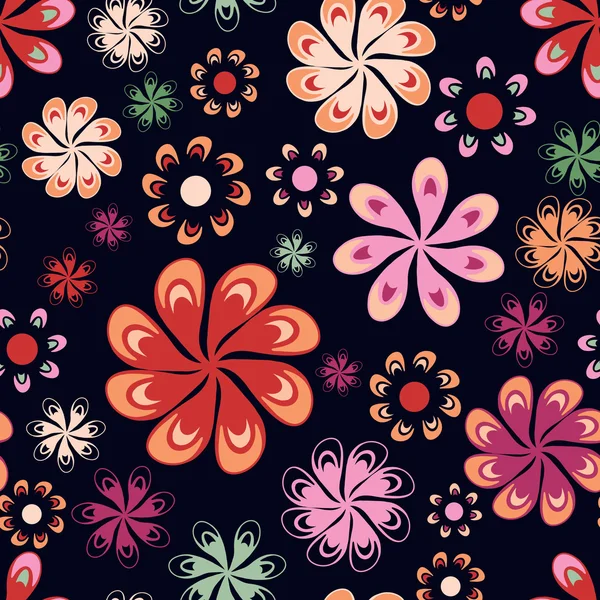 รูปแบบดอกไม้หลายสีไร้เย็บ — ภาพเวกเตอร์สต็อก
