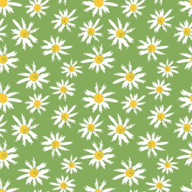 Camomille flowers seamless pattern clipart