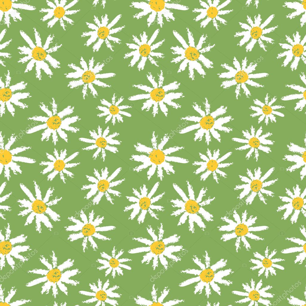 Camomille flowers seamless pattern