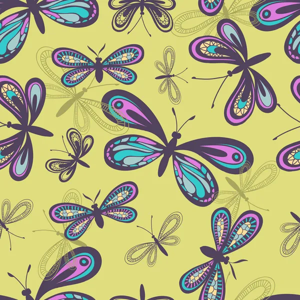 Vzor bezešvé stylizované motýli — Stockový vektor