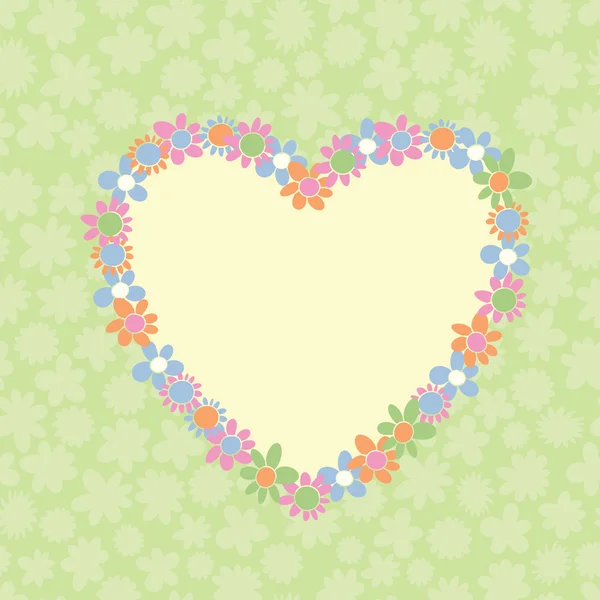 Romantik çiçek kalp kare şeklinde — Stok Vektör