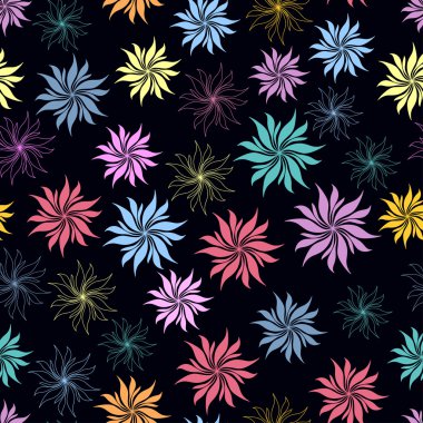 Manycolored flowers seamles spattern clipart