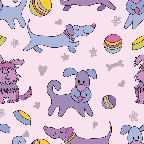 Funny dogs seamless pattern — Stock Vector