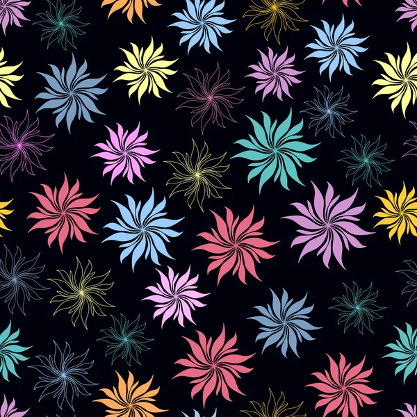 Manycolored flores costuras salpicos — Vetor de Stock