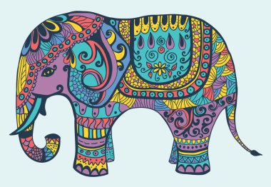 Stylized manycolored elephant clipart