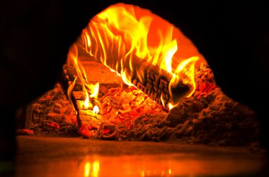 Fire in a pizza oven clipart