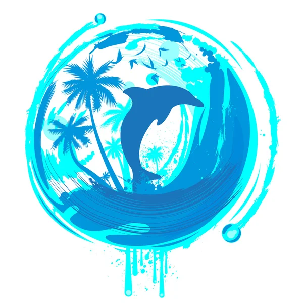 Abstracte dolfijn achtergrond — Stockvector