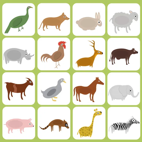 Iconos animales — Vector de stock