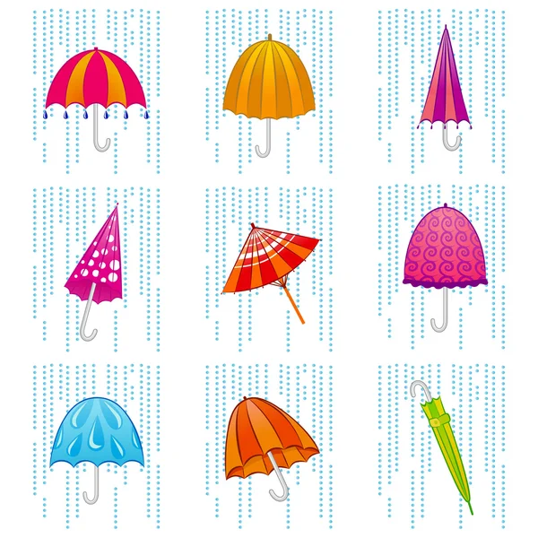 Conjunto de guarda-chuva —  Vetores de Stock