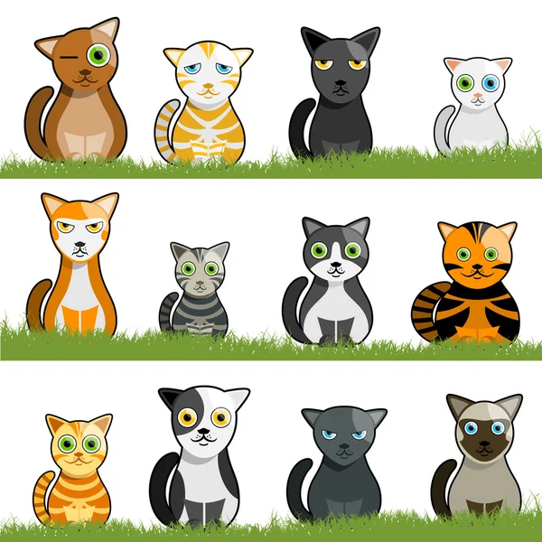 Dibujos animados gato conjunto — Vector de stock