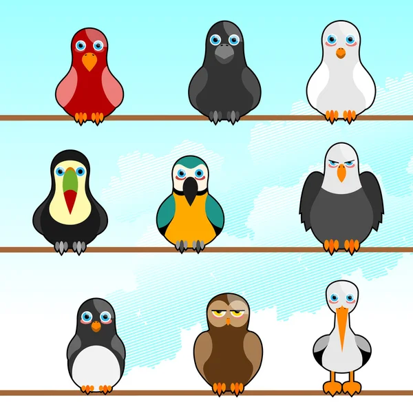 Aves dos desenhos animados — Vetor de Stock