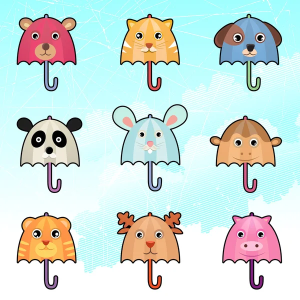 Aranyos esernyő karakterek — Stock Vector