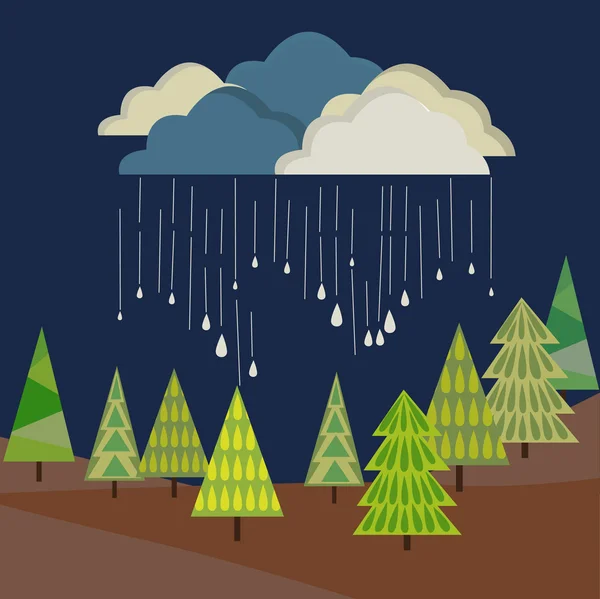 Lluvia otoñal de la nube — Vector de stock