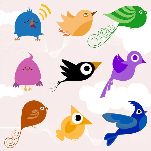 Kreskówka set ptak — Wektor stockowy