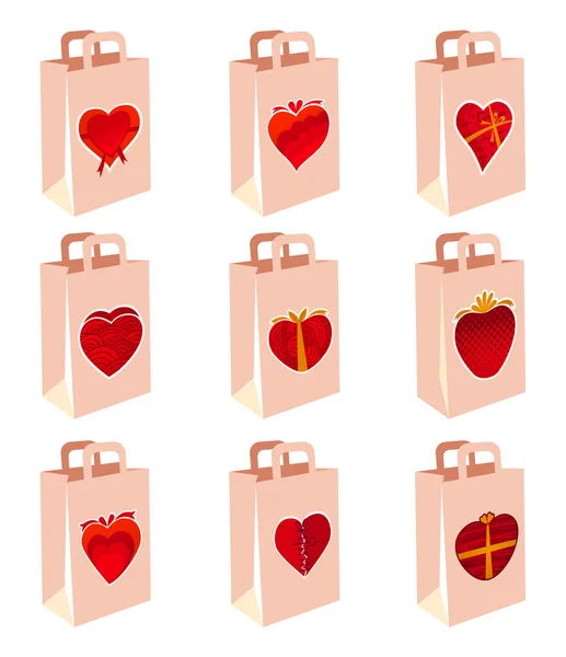 Amor decoración bolsa de compras — Archivo Imágenes Vectoriales